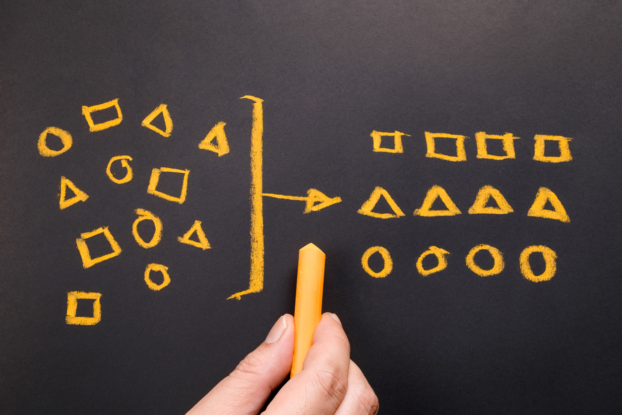Hand drawing geometry to categorize on chalkboard